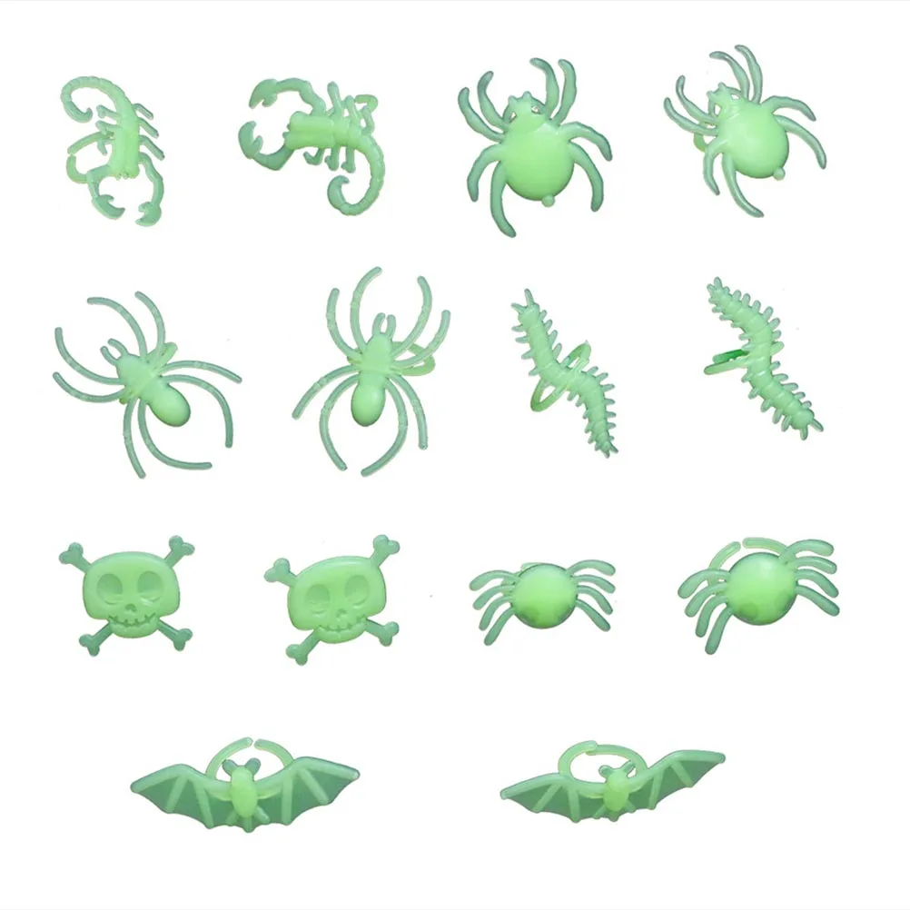 

24 Pcs Fluorescent Ring Halloween Finger Rings Ghost Head Light up Toys Glow The Dark Glowing