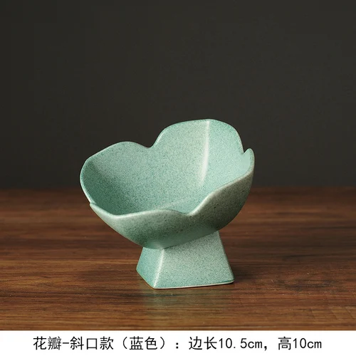 Flower Shape Ceramic Plate Refreshment Tray Tall Feet Dessert Cake Pan Fruit Decorative Dried Snack Plates Dish