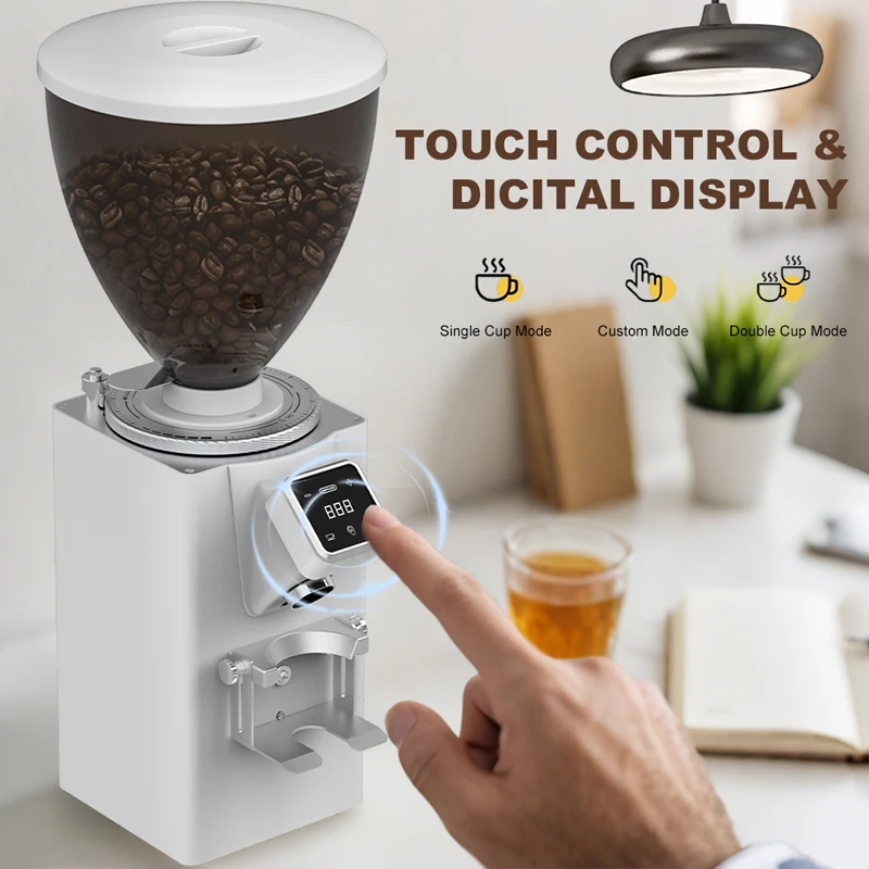 11 Speed Adjustable 1200g Coffee Grinder 74mm Stainless Steel Touch Screen Coffee Grinding Machine