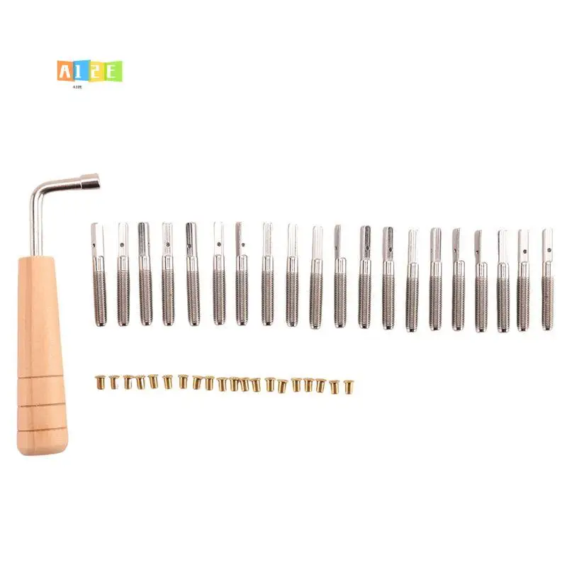 A12E-20 Pcs Tuning Pin Nails And 20Pcs Rivets,With L-Shape Tuning Wrench,For Lyre Harp Small Harp Musical Stringed Instrument