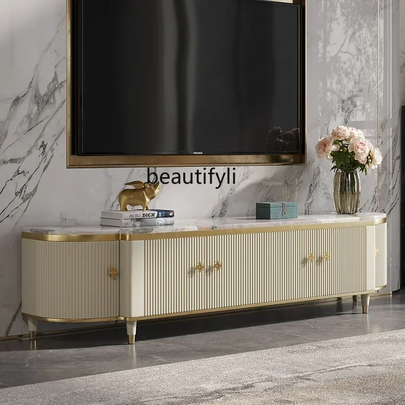 newLight luxury TV cabinet coffee table, furniture fashionable modern Italian high-end living room bedroom marble floor cabinet