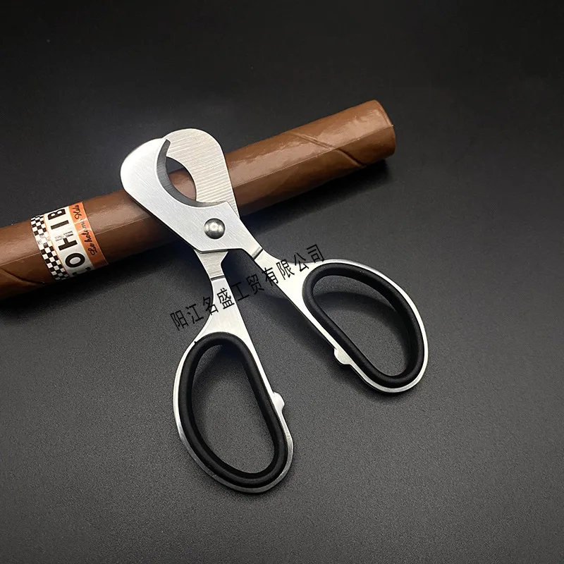 Stainless steel cigar cutter two in one pill scissors medicine cutting artifact portable cutter rubber ring cigar scissors