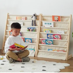 Nordic Real Wood Children Book Shelf Book Organizer Book Shelf Landing Display Rack Ins Books and Picture