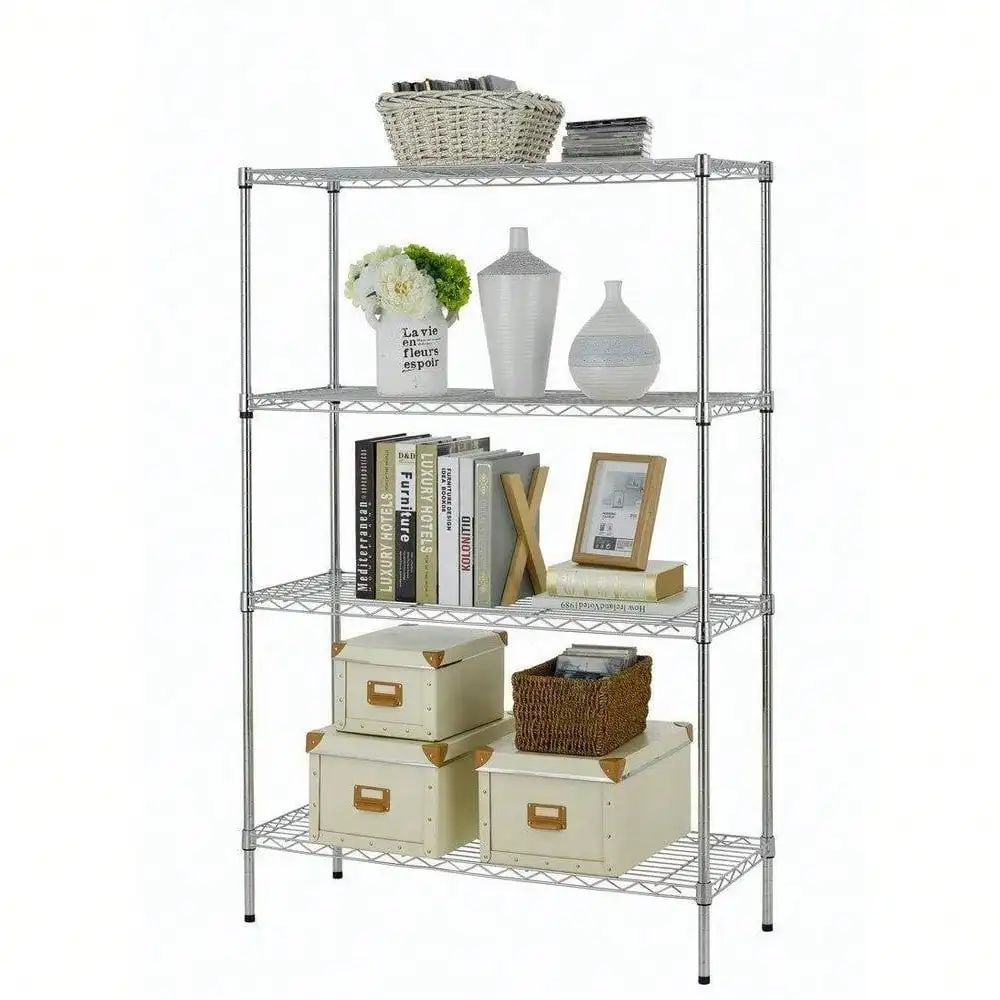 Easy Assembly 4-Layer Chrome Plated Iron Shelf 36