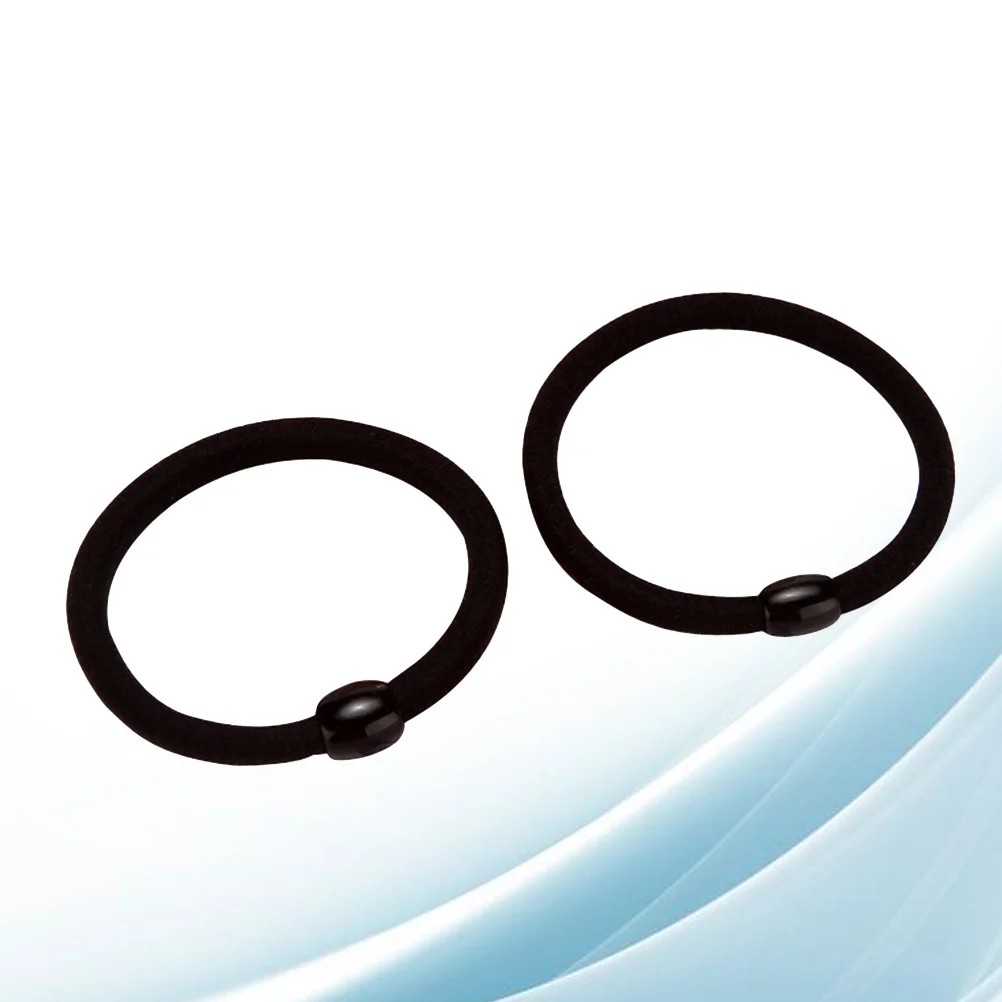 

50pcs Black Bean Ropes Simple Elastic Hair Ties Durable Hair Bands For Daily Wear Ponytail Holders
