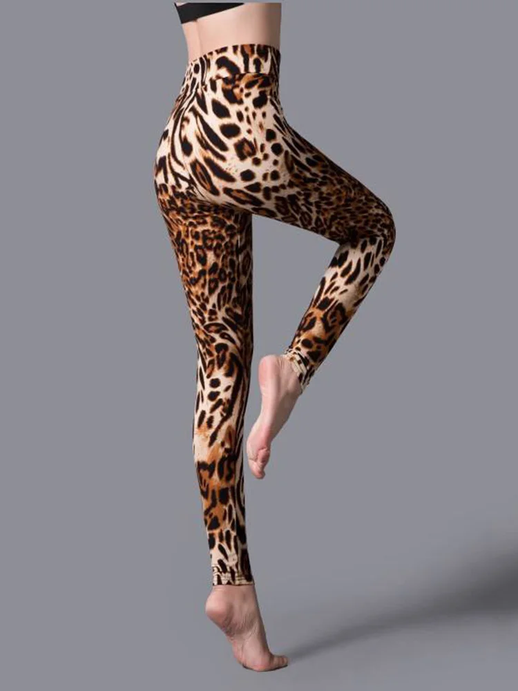 CUHAKCI Leggings de cintura alta ropa deportiva entrenamiento Jeggings para mujer pantalones elásticos leopardo verano impreso raya Sexy Fitness Leggins