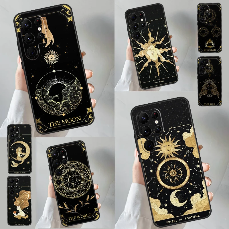 Astrologiczne etui na karty tarota do Samsung Galaxy S22 S23 S24 Ultra S8 S9 S10 Plus Note 10 20 Ultra S20 S21 FE okładka