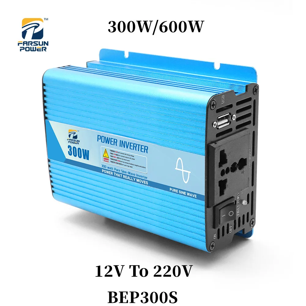 BEP300S DC 12V To AC 220V Pure Sine Wave Inverter Peak Power 600W Rate 300w Car Power Inverters Converter With Universal Socket