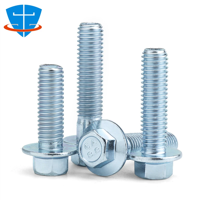 GB5787 M5 M6 M8 M10 M12 Grade8.8 High Hardness Blue White Zinc Full/Half Thread External Hex Hexagon Flange Bolt Screws with Pad