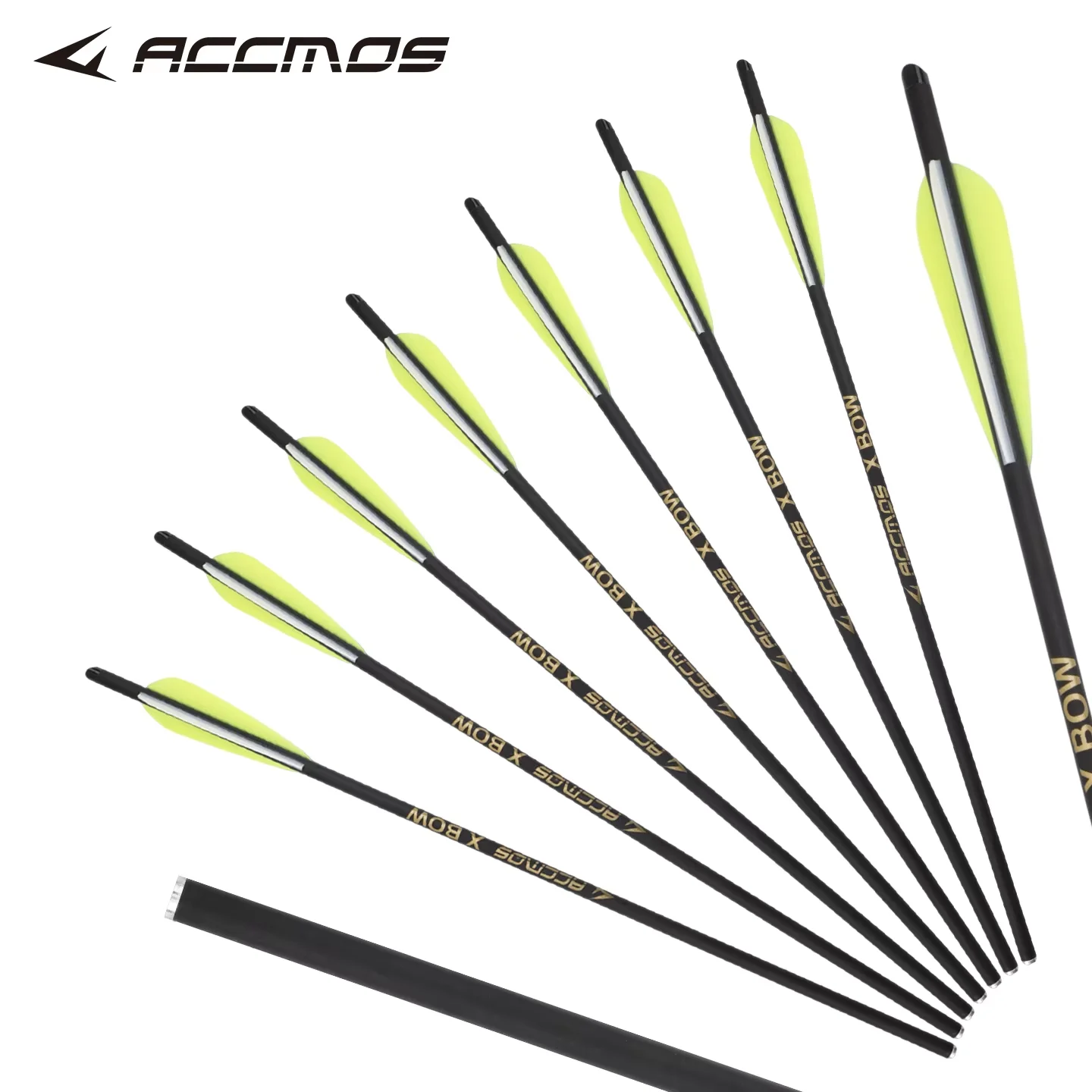 12pcs ACCMOS OD8.8mm Mixed Carbon Crossbow Arrows with Nock Inserts And Feather for Archery Hunting