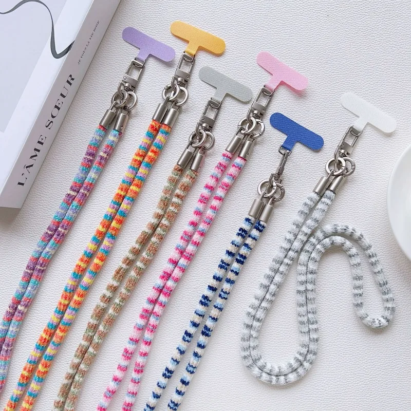 

Осенне-зимний компакт цвета допамина, плюшевая длинная веревка, высококачественный универсальный ремешок для мобильного телефона, портативный брелок через плечо