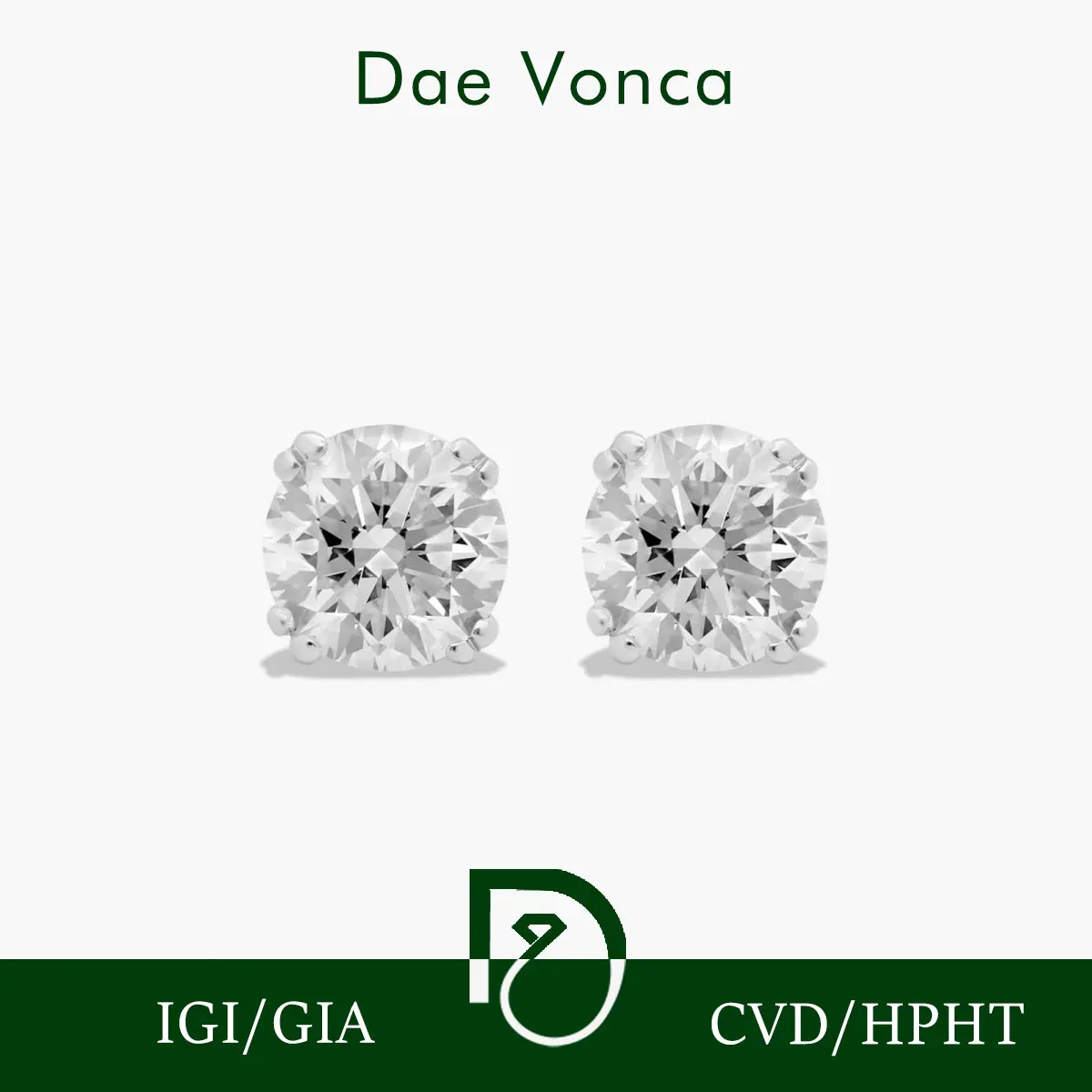 14K White Gold Diamond Studs Earrings 0.5-2.0ct Round Lab Grown Diamond IGI Certified DE VS-VVS Double Prong Diamond Earrings