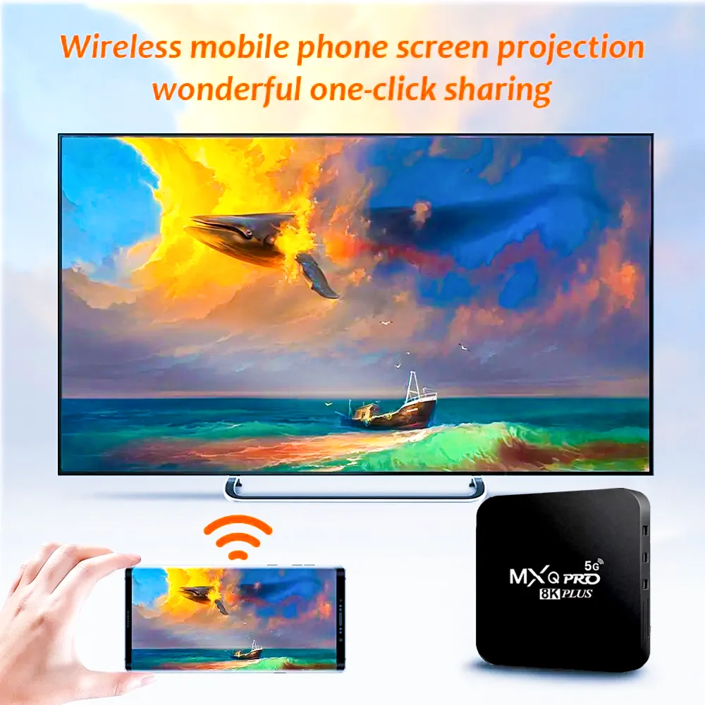 MXQ Pro Caja de TV inteligente Android12 8K con H3 2.4/5G Doble WIFI 3D Reproductor multimedia de video Cine en casa TV Para decodificador 2025