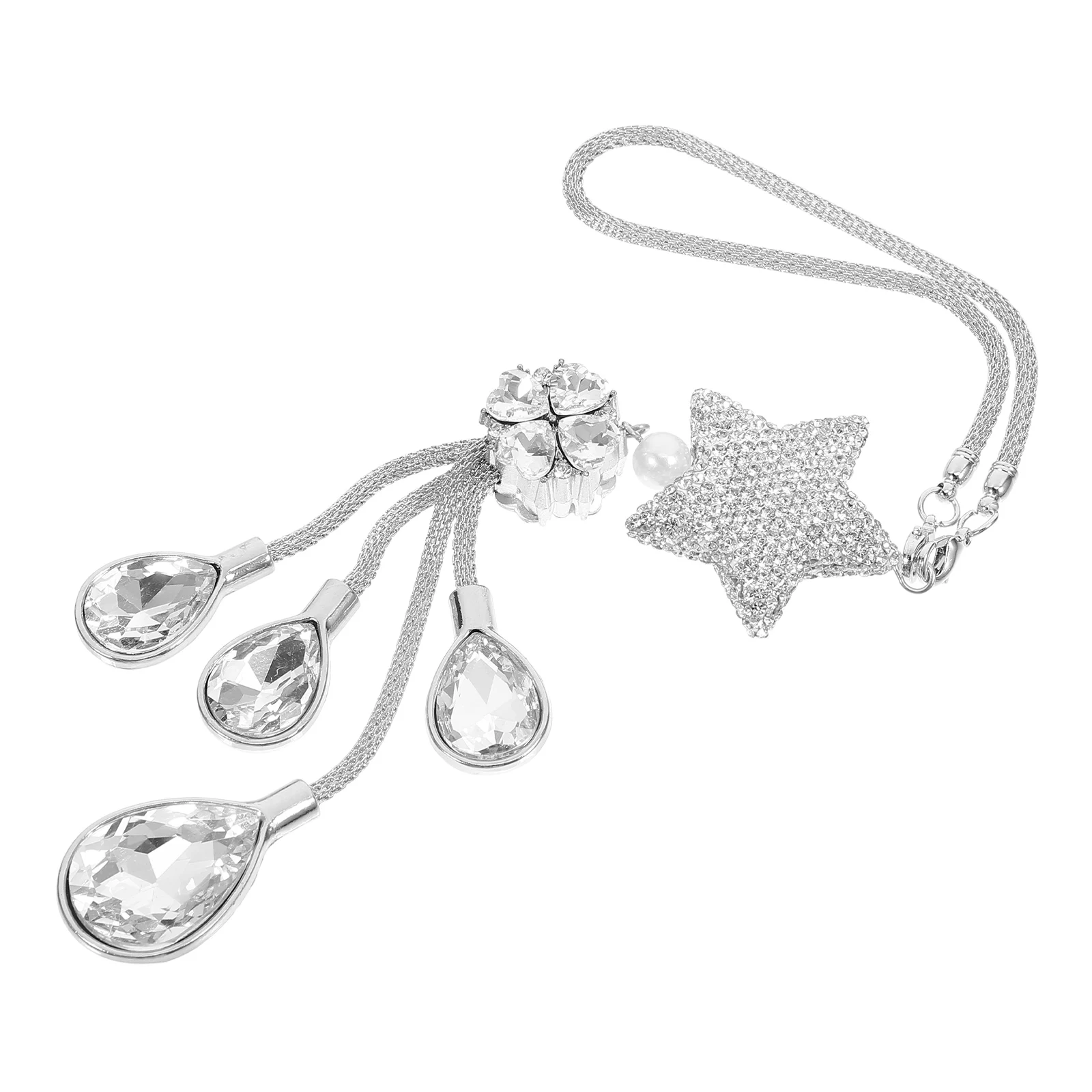 

Sturdy Iron Hanging Pendant Rhinestone Crystal Ball Decoration Rearview Mirror Accessories Shiny Star Pendant Durable Metal