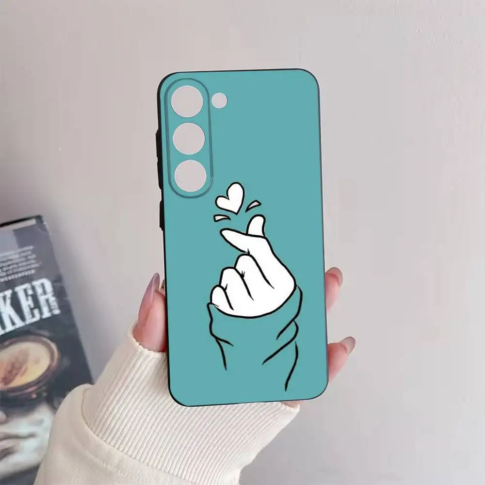 Casing Ponsel Tangan Cantik untuk Samsung Galaxy A73,72,51,53,52,71,22,5G,Note,J7,8,9 Sampul Hitam Lembut