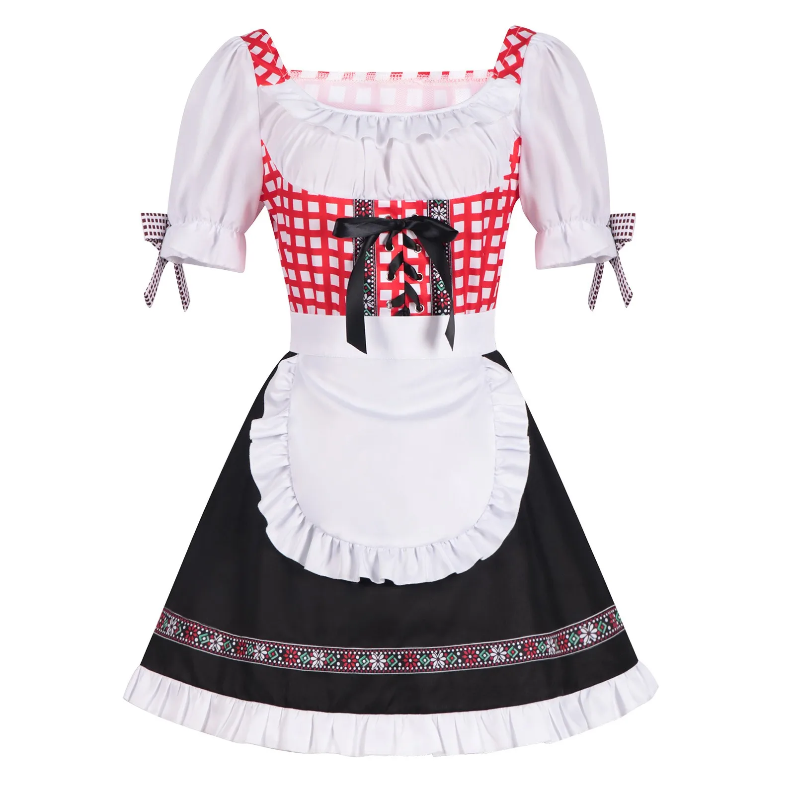 

Women's Halloween Carnival German Oktoberfest Costume Dress Set Bavarian Skirt Medieval Vest Men Leather