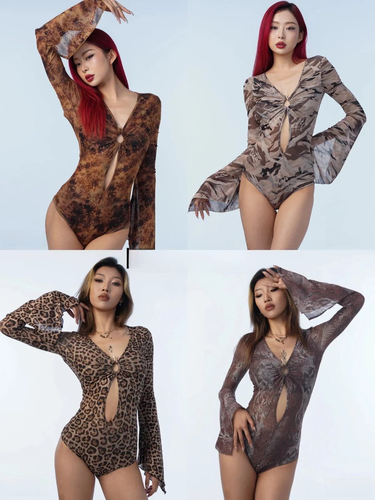 

IAMYOYO Удобный высокоэластичный змеиный принт с леопардовым принтом и узором клена Le Bell Sve See Tough Rer Женские сексуальные ...