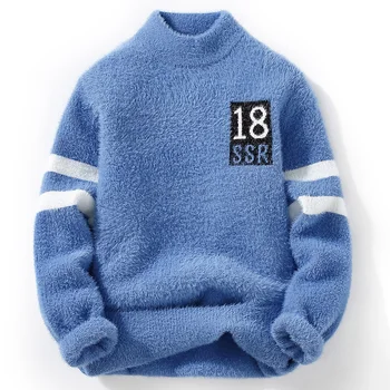 2024 Jesienno-zimowy nowy trend w modzie Plus polarowy zagęszczony ciepły sweter męski luźny wygodny sweter w dużych rozmiarach