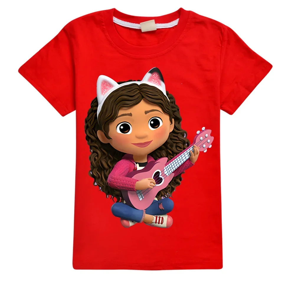 Anime Gabby's Dollhouse Clothes Cute Boys Gabby Cats Tee Children's Clothing Girls Summer Short Sleeve Tops  Kids Summer T-shirt