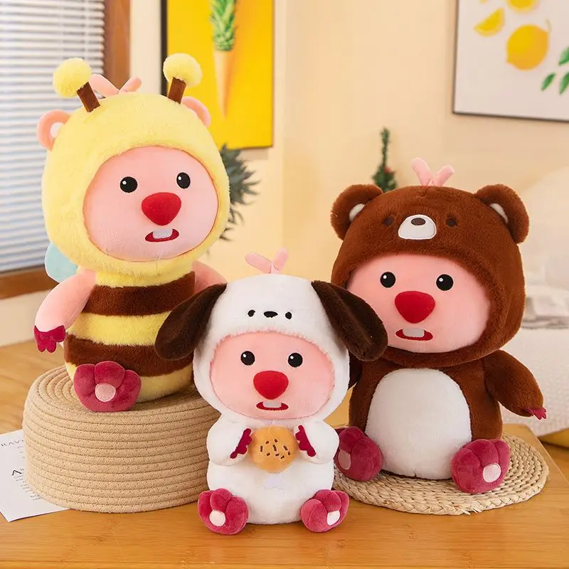 Anime Kawaii Pororo Little Beaver Loopy Plush Toys Bee Bear Dress Up Stuffed Soft Doll Key Chain Christmas Gifts for Kids