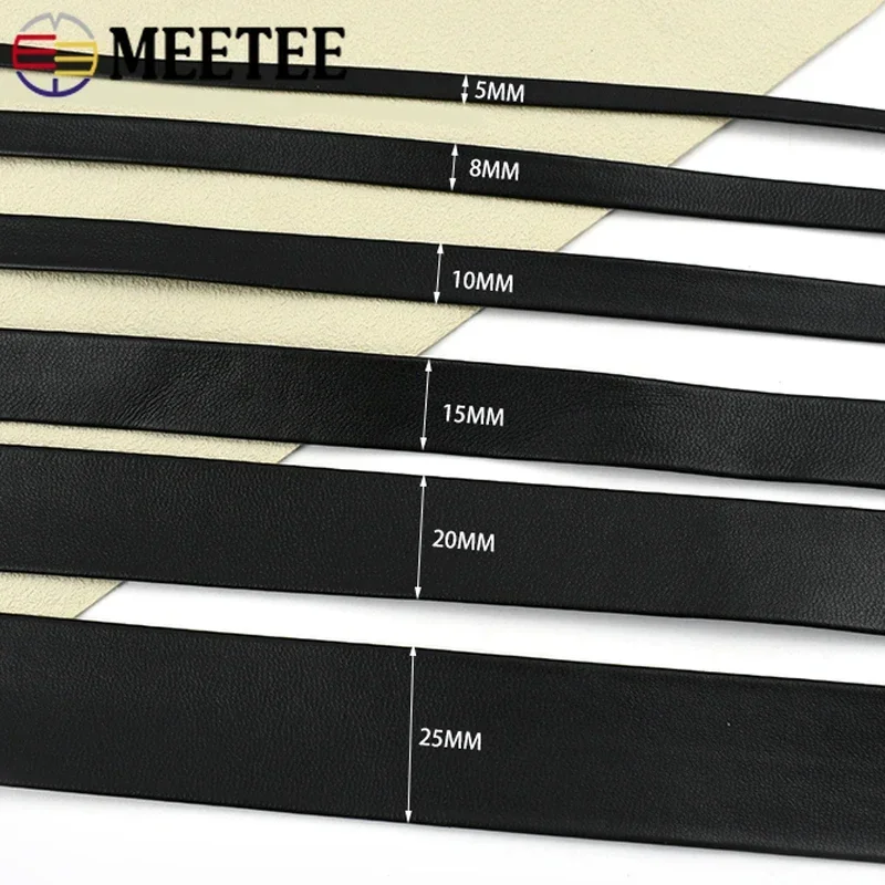 10Meters 3-50mm Black PU Soft Leather Decorative Ribbons for Sewing Bag Strap Necklace Bracelet Band DIY Edge Crafts Materials