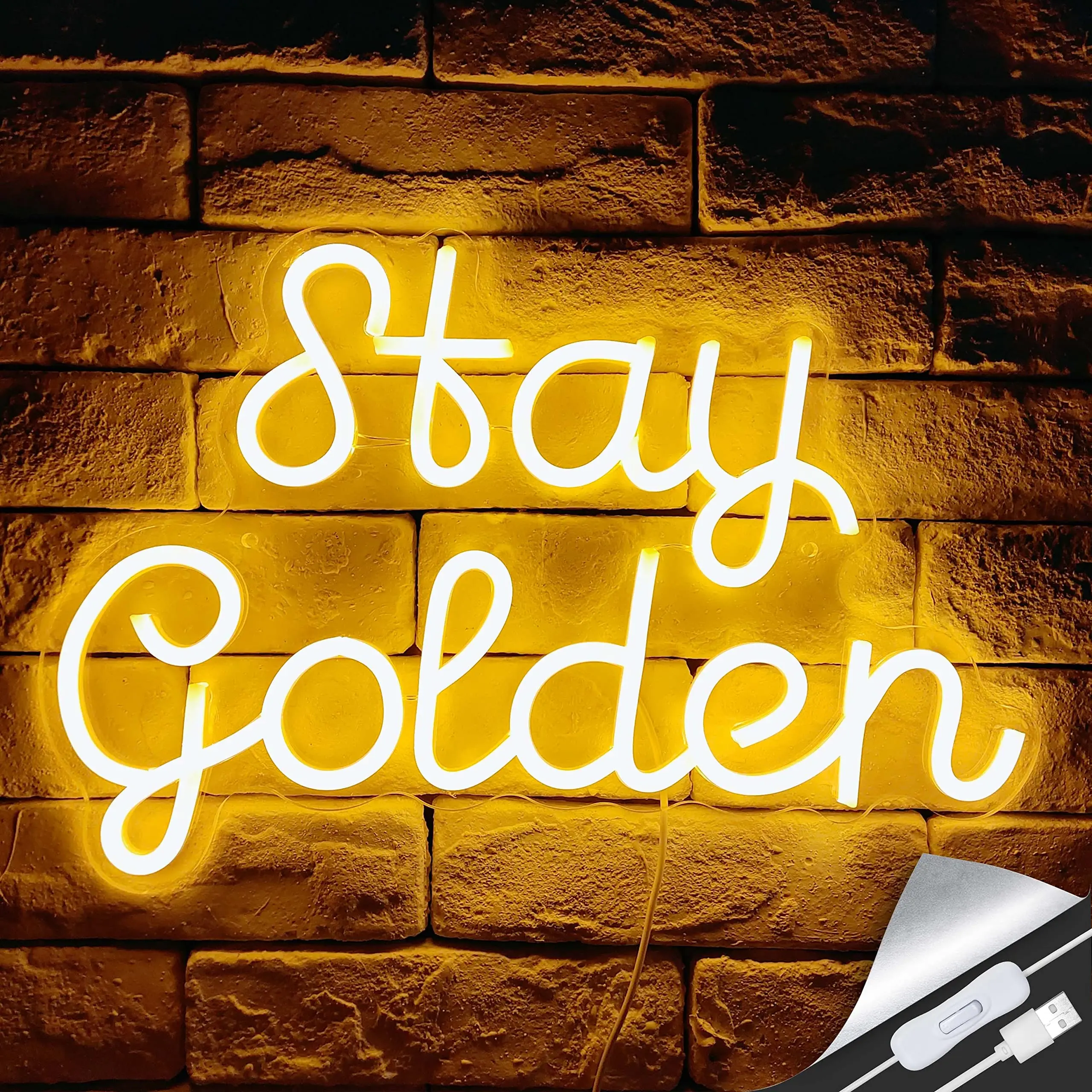 Stay Golden Neon Sign Light Wedding For Reception Neon Sign Bedroom Wall Decor LED Neon Name Sign Arcade