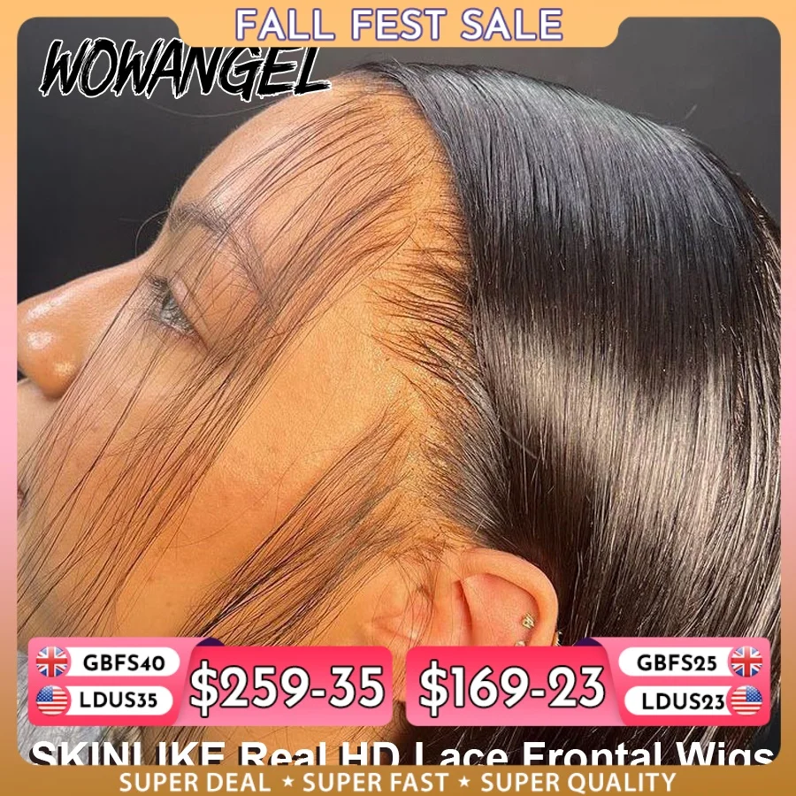 WOW ANGEL HD Kanten Frontale Pruik 250% 13x6 HD Kanten Voorkant Pruik Steil haar Onzichtbaar HD Kantsmelt Huid HD Kanten Voorkant Pruik van echt haar