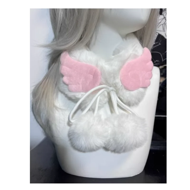 Angel Wings Mine Series Daily Plush Neckband Winter Warmth Scarf Subcultural COS Accessories Cute for Girl and Women