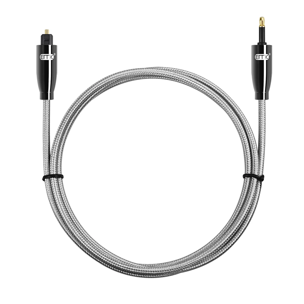 EMK-Cable óptico 3,5 Mini Toslink a Toslink, SPDIF Cable Digital, Cable de Audio óptico de fibra para amplificador, barra de sonido de TV, Xbox, PS4