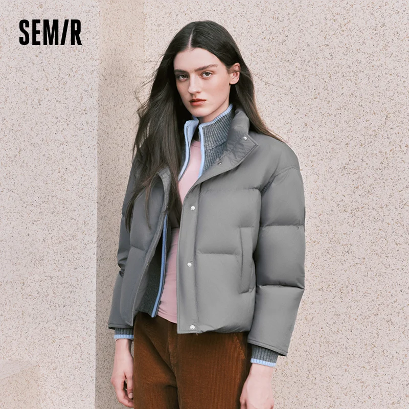 Semir Women Down Jacket Water Repellent 90 Percent Down Fill Layered Look Loose Fit Puffer Shape 2026 Winter Warm Insulation