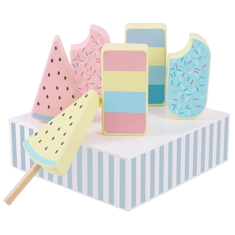 

Gift Wooden Simulation Ice Cream Fake Cake Artificial Food Kitchen Play House Decoration Prop For Preschool Education Toys