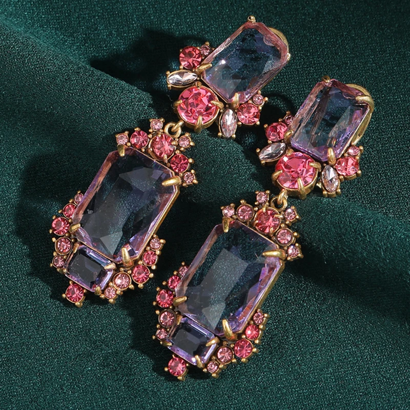 

Vintage Transparent Amethyst Drop Earrings For Women Purple Crystal Glass Luxury Quality Valentine Day Gift Girlfriend 2025