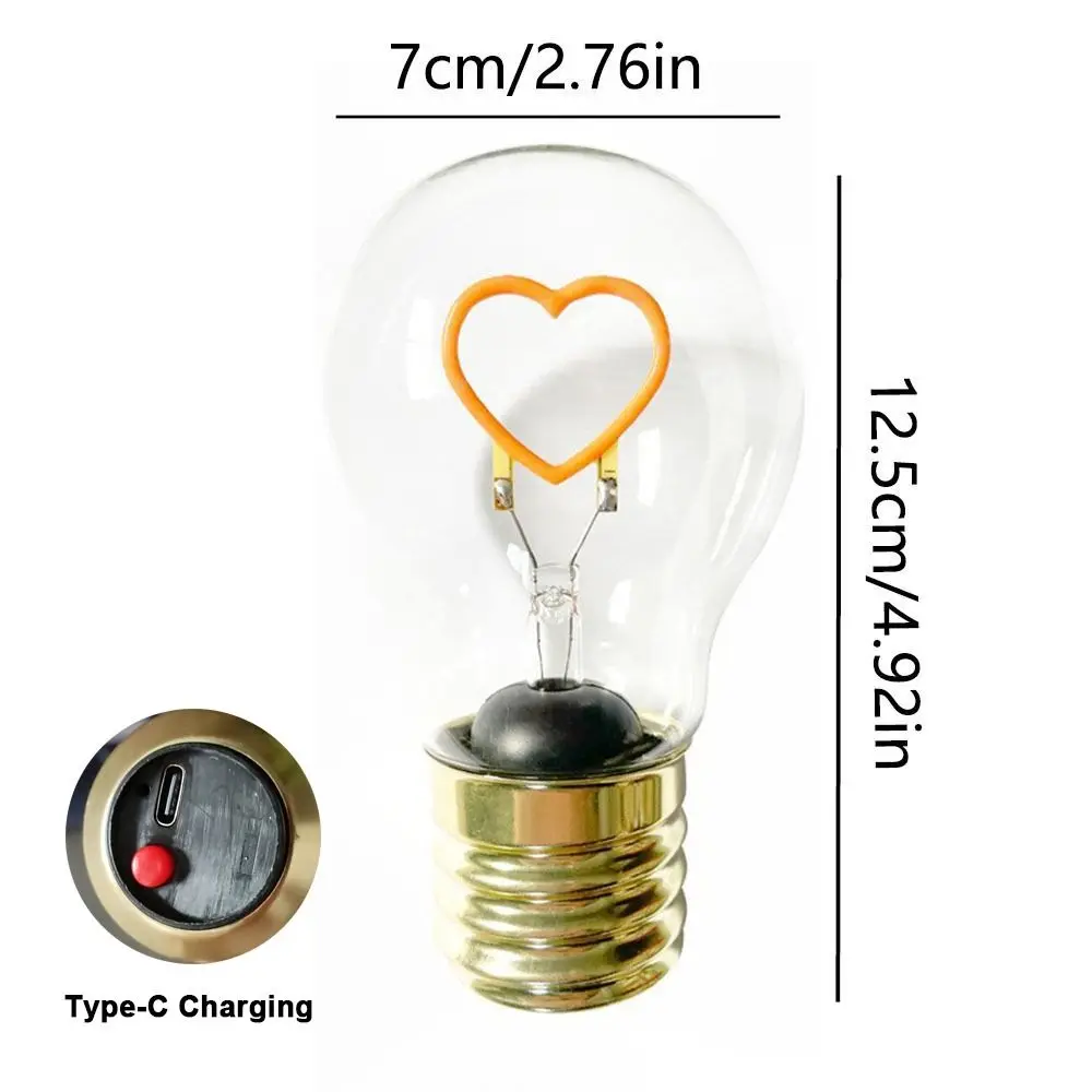Fun Art Pattern LED Filament Bulb 3 Modes Soft Lights Rechargeable Light Bulb Romantic Atmosphere E40 Creative Night Light Patio