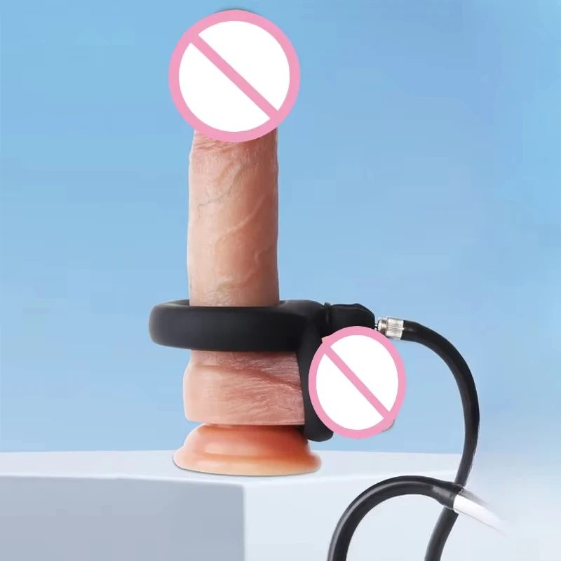 Anillo inflable para retrasar la eyaculación del pene, silicona líquida, mejora de la erección, anillo para el pene, entrenamiento de coqueteo, masturbador masculino, Juguetes sexuales