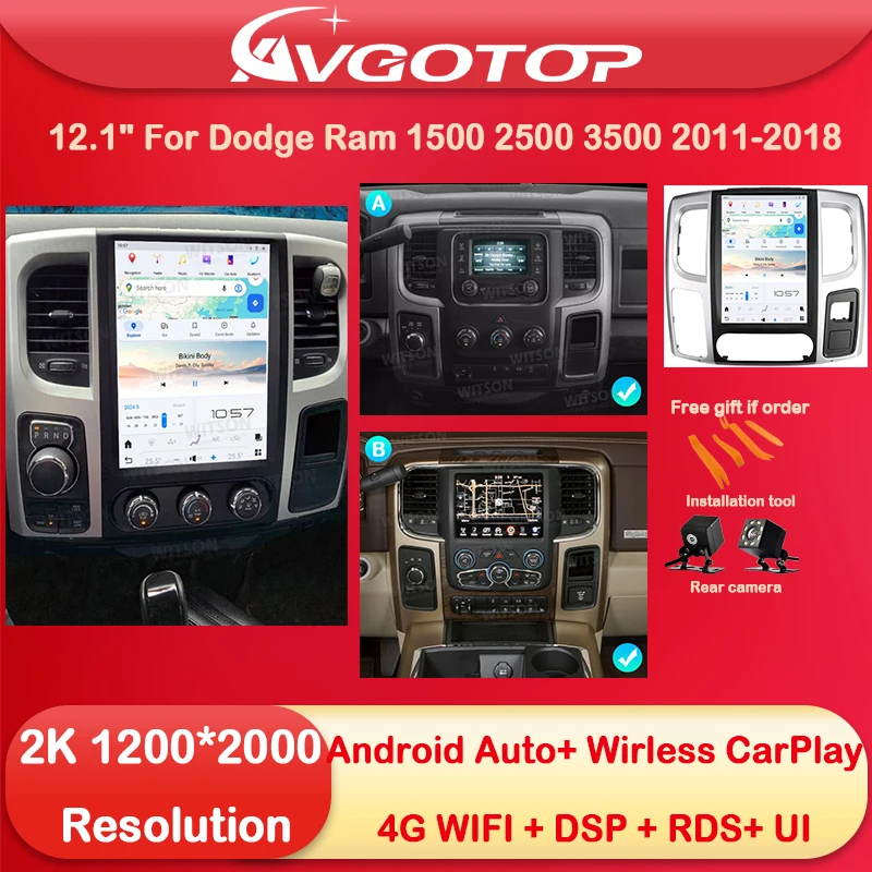 

12,1 "Android автомобильный мультимедийный Tesla вертикальный для Dodge Ram 1500 2500 3500 2011-2018 Carplay Sterero Android экран для автомобиля LHD