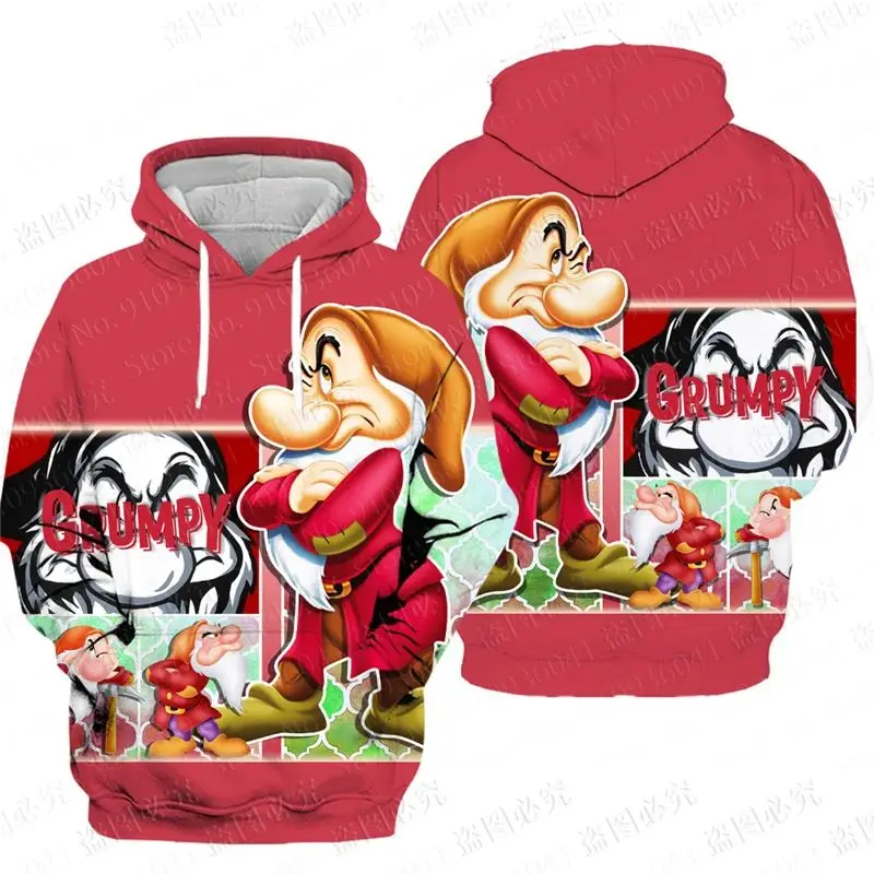 Grumpy Dwarf Classic Women\'s Men\'s 3D Disney Printed High Quality Fleece Zip Hoodie Pullover Comfortable Casual