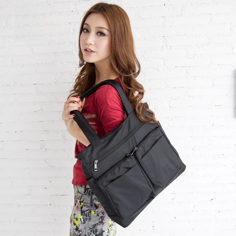 

XINRAN’ZJ Large Capaci op Bag Handheld Multi-ket Women's oulder Bag Casual Briti Sle Nylon Pure Color Bag