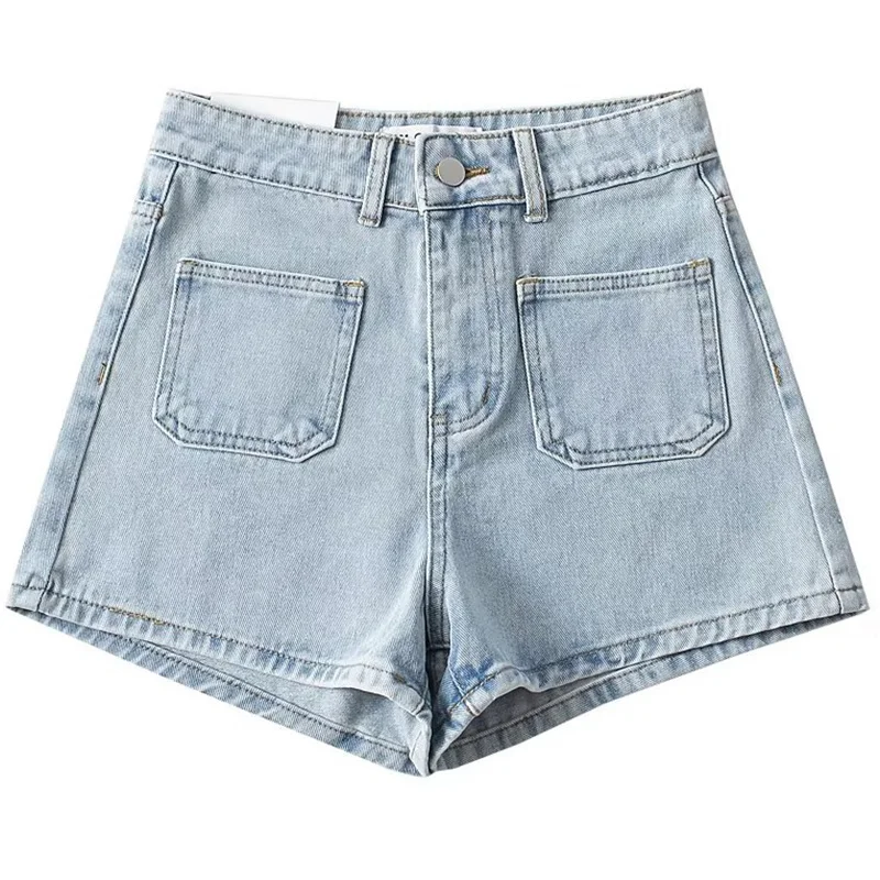 Pocket High Waist Denim Shorts Women 2023 Summer New Street Spicy Girls A-line Hot Shorts Sweet Fashion Korean  M884