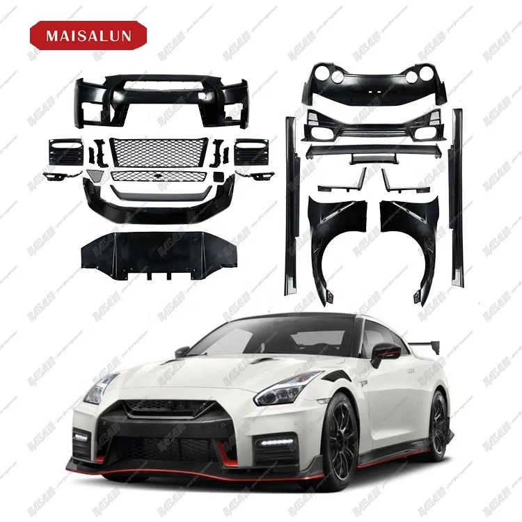 Half Carbon Fiber Front Rear Bumper Side Skirts Spoiler Car Body Kit N Style For NISSAN GTR