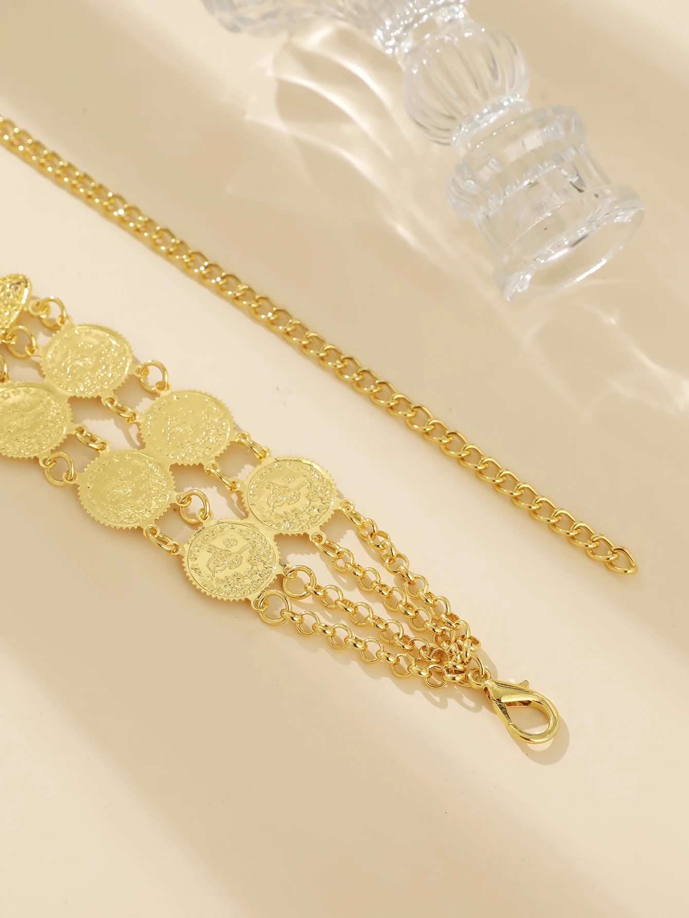 حزام أنيق للسيدات على الطراز البوهيمي مطبوع عليه ألماس ذهبي وشرابة لؤلؤية مناسب لحفلات الزفاف في الهواء الطلق هدية للأصدقاء والأصدقاء