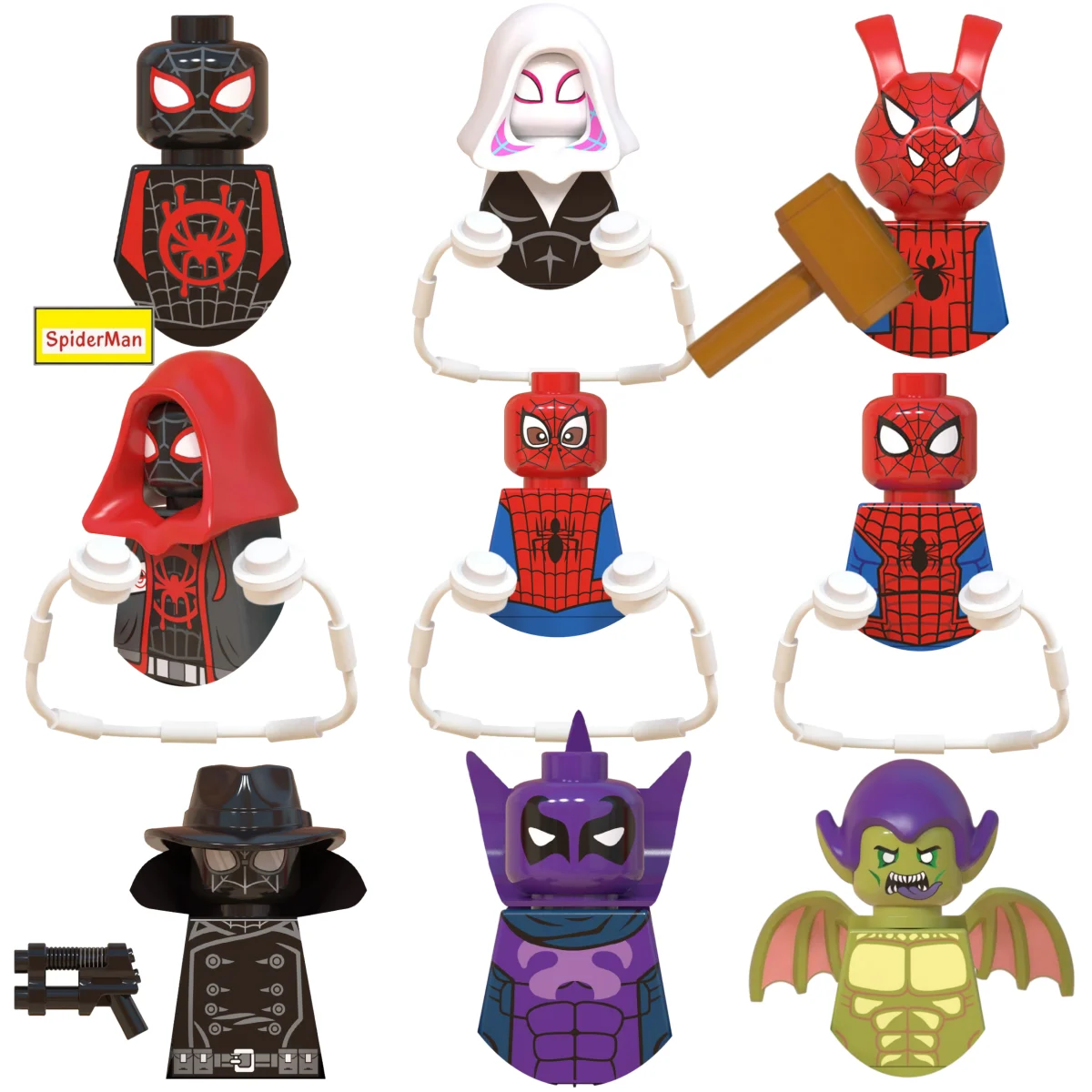 WM6052 Marvel bloques de construcción Mini figuras en miniatura gran duende Spiderman Iron Man Venom Capitán Hawk Deadpool armadura ciudad regalos Juguetes