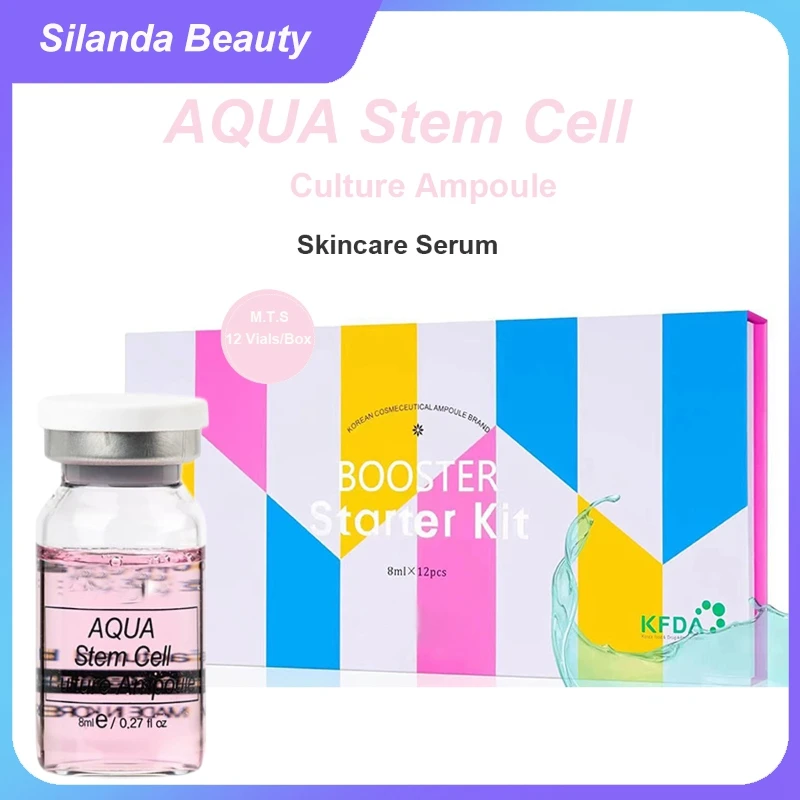 

Korean Aqua Stem Cell Culture Ampoule Skin Booster Serum Skincare Moisturizing Hydrating Anti Aging MTS Face Essence 12 Vial/Box