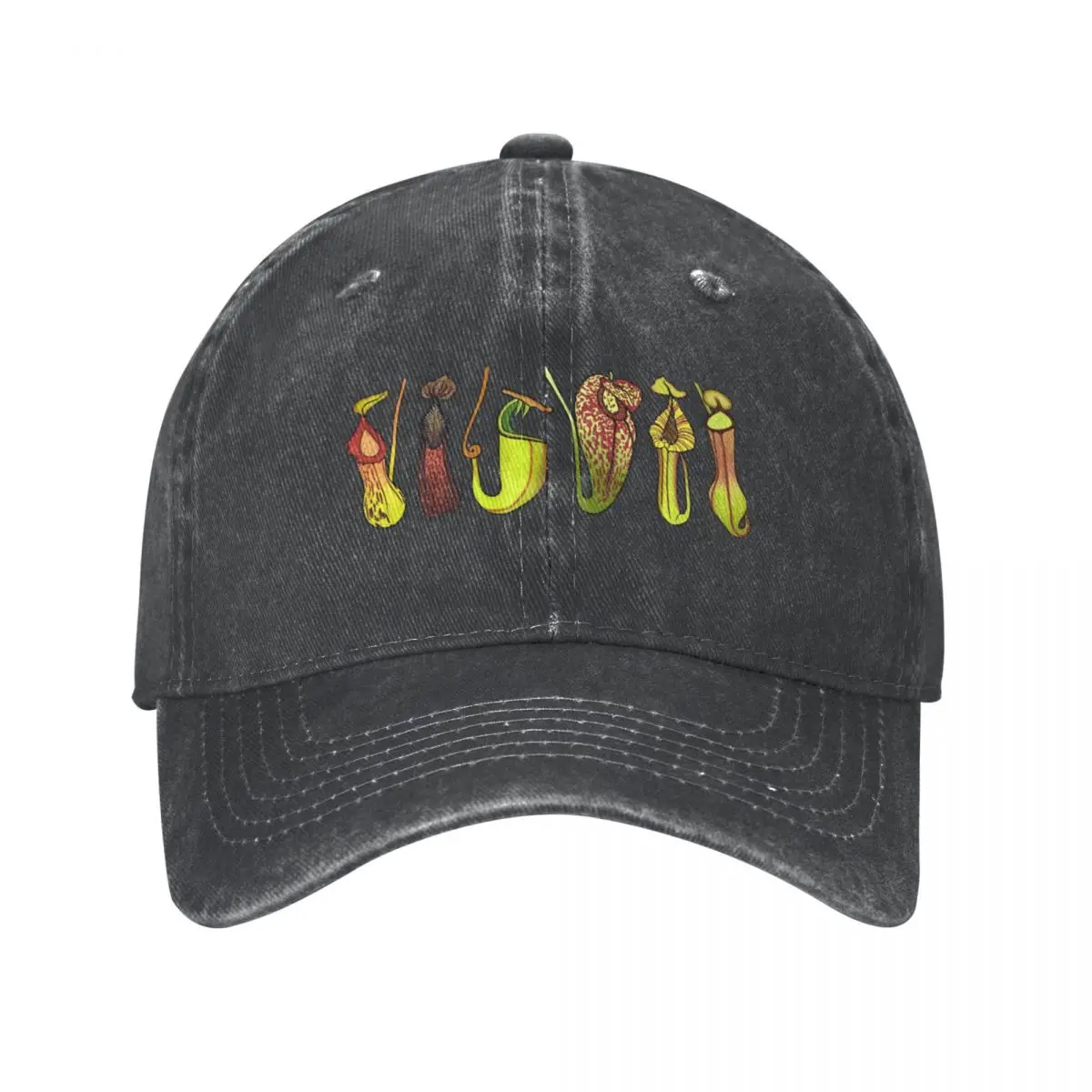 Six Nepenthes Carnivorous Pitcher Plants on Dark Green Cap Cowboy Hat Fishing caps winter winter caps for men Women's