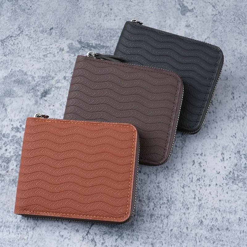 

Кошелек с тканой текстурой, компактный кошелек на молнии, кошелек с карманом для монет, удобный минималистичный кошелек для ежедневного использования, дорожный кошелек