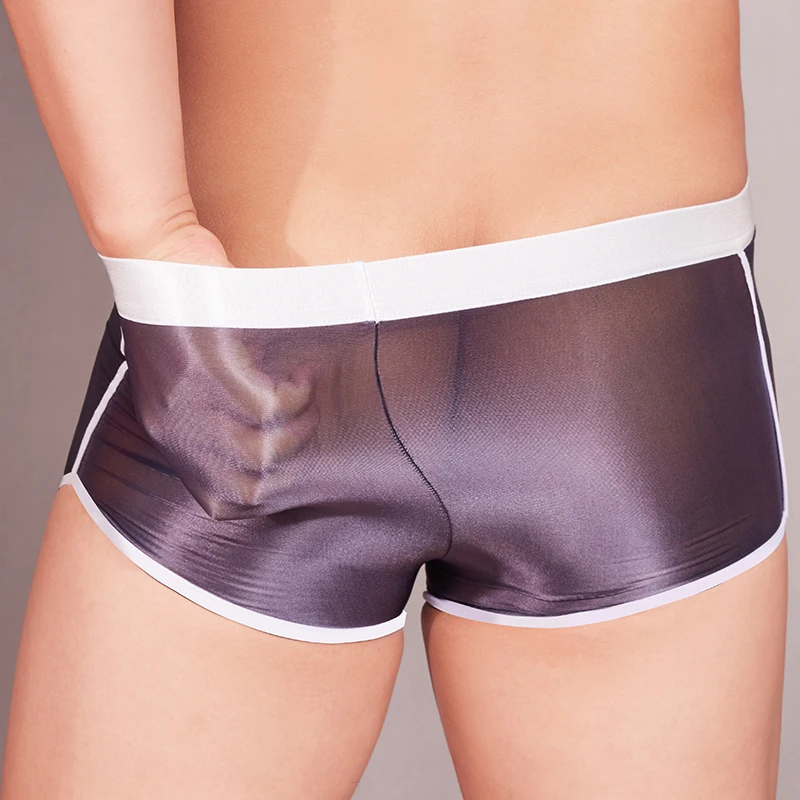 Men\'s Sexy Trunks Glossy Oily Transparent boxer Seamless Underwear Low Rise Panties High Elastic Underpants Breathable Lingerie