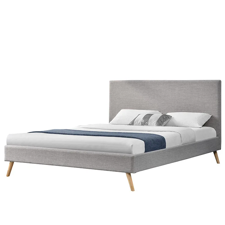 

Simple bedside design, modern bedroom bed, gray linen fabric double