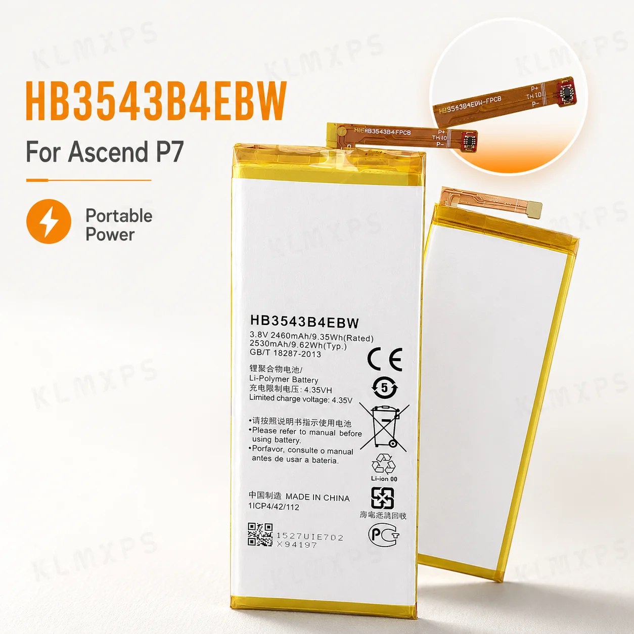 HB3543B4EBW 2460mAh High Capacity Fast Charging Durable Lithium Replacement Phone Battery for Huawei Ascend P7 L09 L10 L05 L11