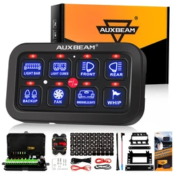 Auxbeam Universal 8 Gangs Blue Backlight on-off Control Switch Panel Kit without App Control (One-Sided Outlet/Two-Sided Outlet)