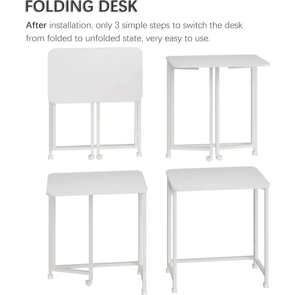 مكتب كمبيوتر محمول قابل للطي مع عجلات للمساحات الصغيرة، طاولة كمبيوتر متنقلة للاستخدام المكتبي لمنطقة الأريكة