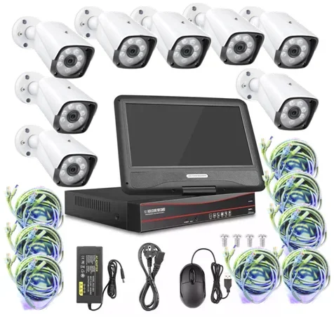 

Stock 2mp 1080p 8ch POE NVR Kit Video Surveillance IP Security Camera System with 10.1inch LCD